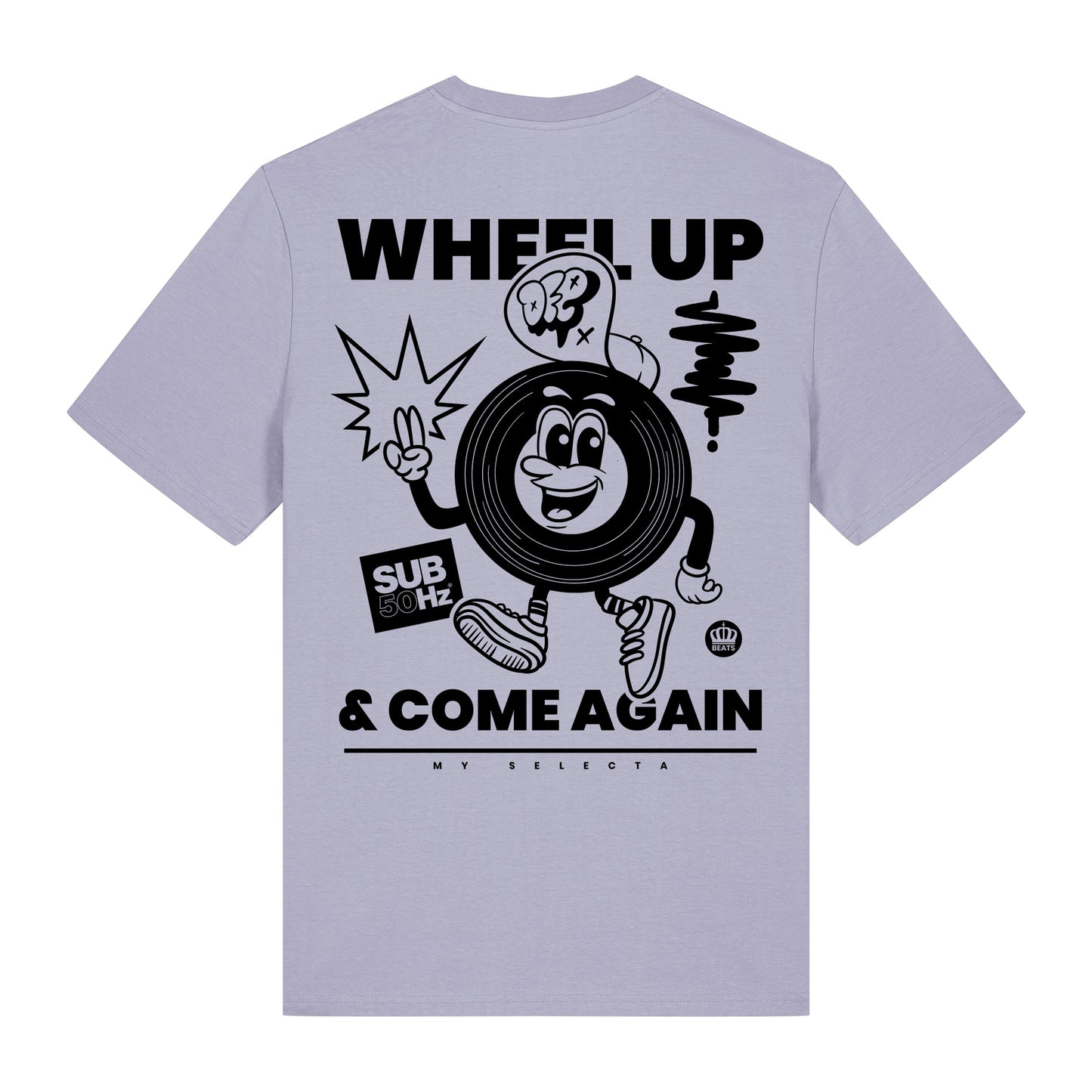SUB50Hz Wheel Up Back Print Black T-Shirt