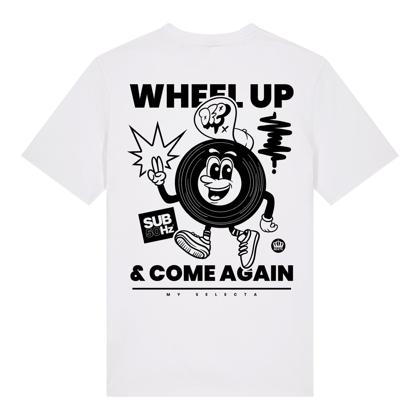 SUB50Hz Wheel Up Back Print Black T-Shirt