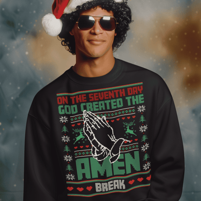 Drum & Bass Bible Amen Christmas Sweatshirt-Dancefloor Emporium