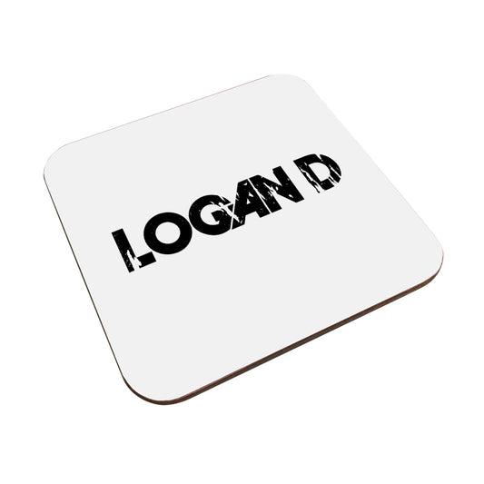 Logan D Distressed Black Logo Coaster-Dancefloor Emporium