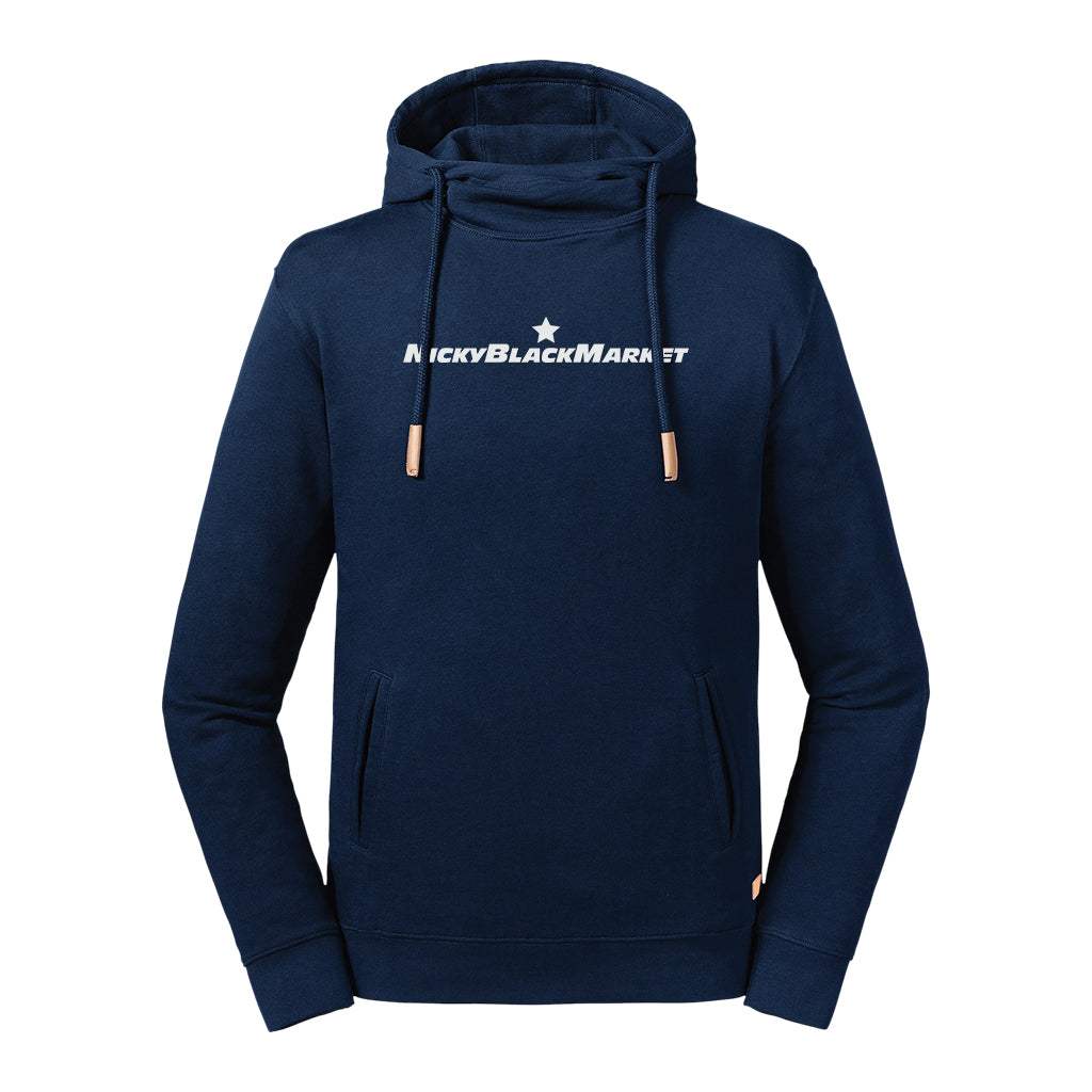 Nicky Blackmarket Star And Text Organic High Collar Mens Hoodie-Dancefloor Emporium