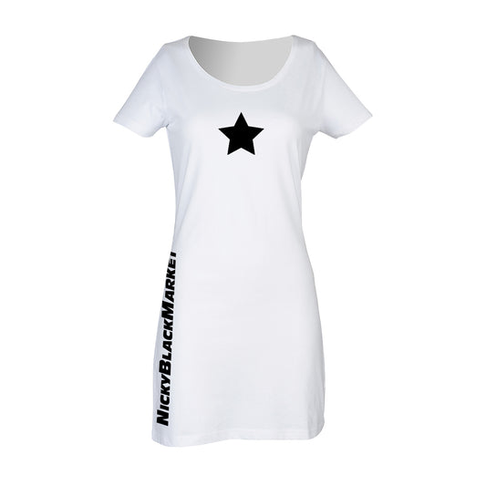 Nicky Blackmarket Black Star Women's T-Shirt Dress-Dancefloor Emporium