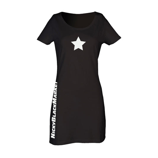 Nicky Blackmarket Black Star Women's T-Shirt Dress-Dancefloor Emporium