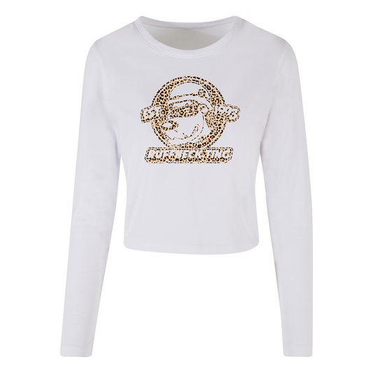 Ruffneck Ting Leopard Ruffers White Cropped Top